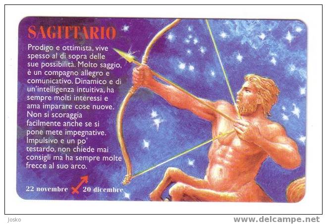 SAN MARINO - Zodiac - Horoscope - Zodiaque - Zodiaques - Castle  Chateau - Palais - Palace - RARE & MINT Card SAGITTARIO - Sternzeichen