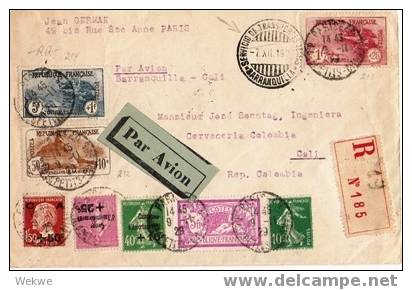 Fs052 / FRANKREICH -   RAR, FRANCE – SCADTA 1929 Two Country-franking Reg. - Briefe U. Dokumente