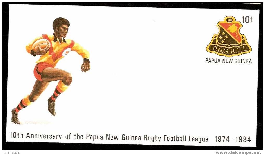 PAPUA NEW GUINEA 1984 SPORTS, GAME, RUGBY POSTAL STATIONERY # 6107 - Rugby