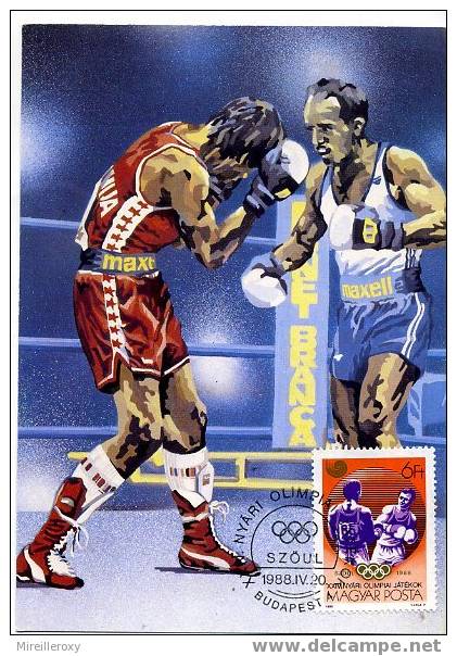 BOXE / JEUX OLYMPIQUES SEOUL 1988 / CARTE MAXIMUM HONGRIE - Boxeo
