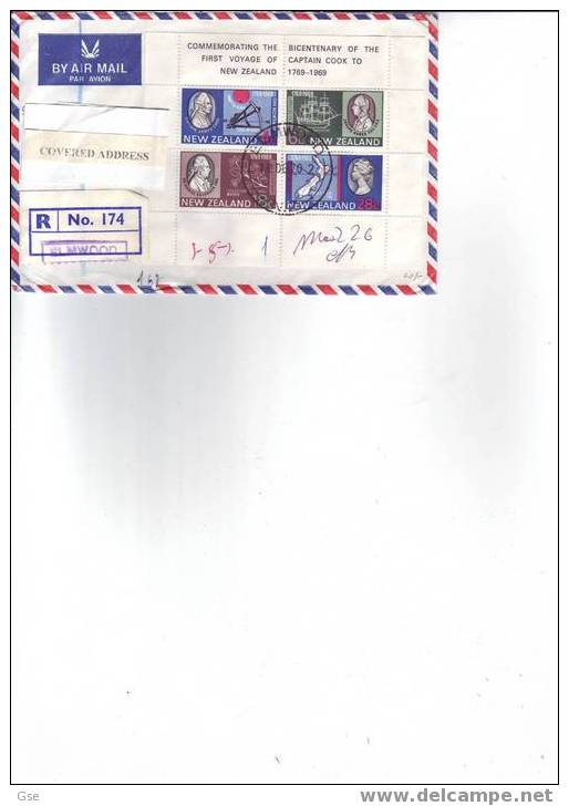 NUOVA ZELANDA 1970 - Yvert BF 27 Registereed Cover To Italy - Brieven En Documenten