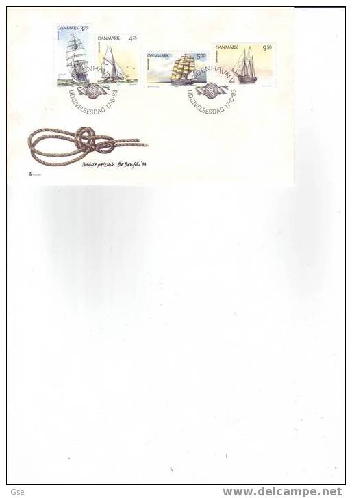 DANIMARCA 1993 - FDC - Yvert 1059/62 - Annullo Speciale Illustrato - Velieri - Marittimi