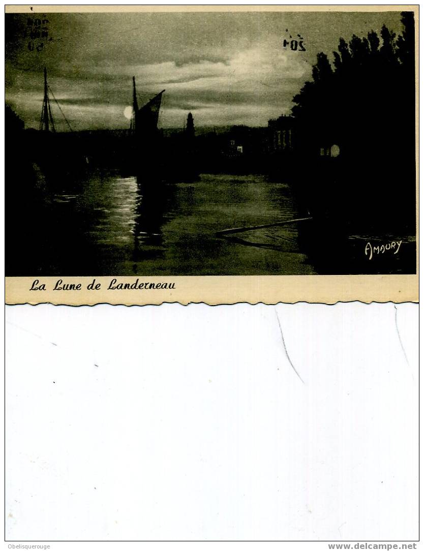 LA LUNE DE LANDERNEAU AMAURY BATEAUX BARQUES AVEC PERSONNAGES 1950 - Landerneau