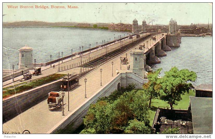 Boston, Mass. - West Boston Bridge - 1912 - Circulée - Animée - Boston