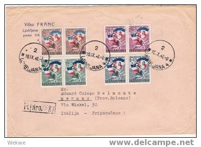 Jugoslawien XX006 / Eisenbahnbau Durch Freiwillige 1946, Paarsatz, Einschreiben Nach Meran, Tirol - Covers & Documents