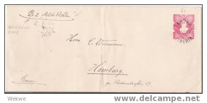 503a / RARE,  LIBERIA – Used Stationery 1900 To Hamburg,   Germany, Woermann Line (Brief, Cover, Letter, Lettre) - Liberia