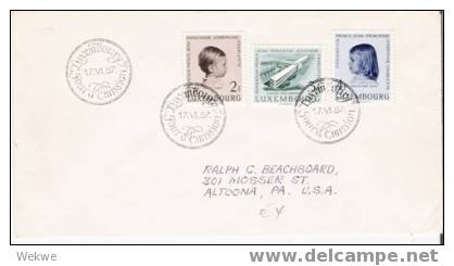 LUXEMBURG  XX005 / Kinderklinik,   Fond Prince Jean, Satz FDC  (1957) Nach USA - Covers & Documents