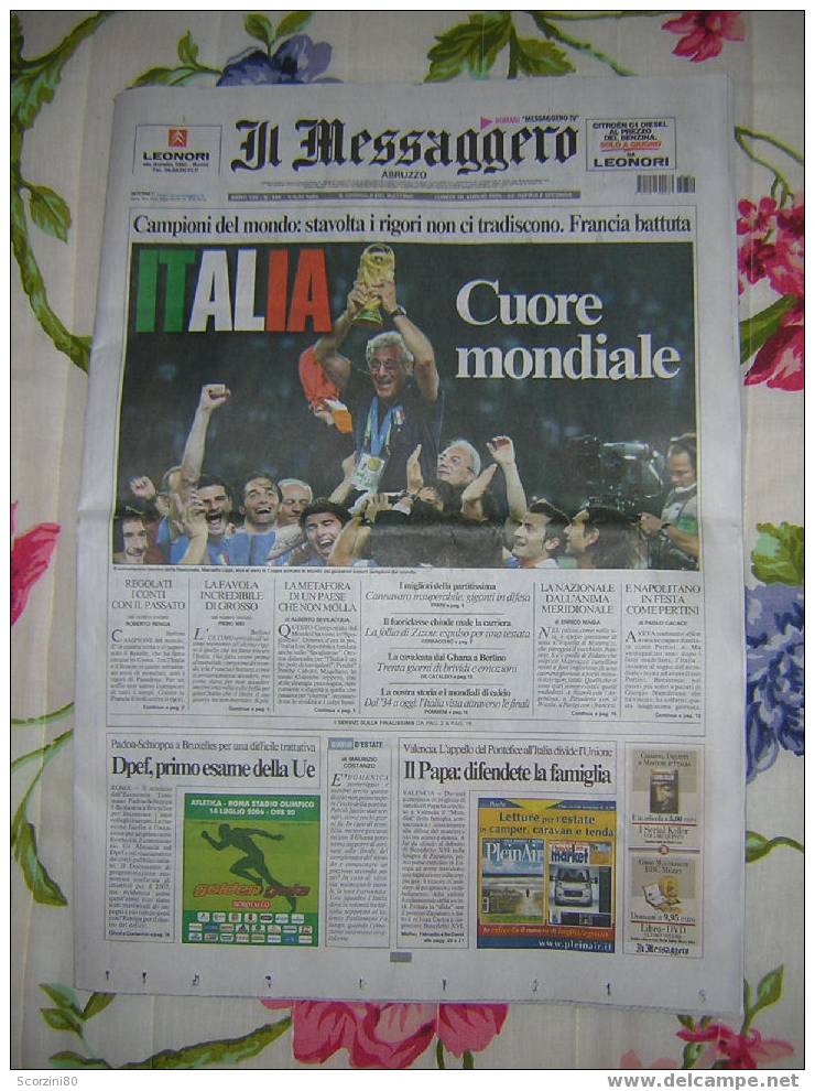 Il Messaggero 10 Luglio 2006 ITALIA CAMPIONE - Sport