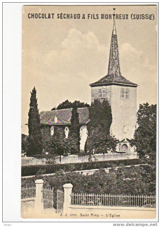 CPA----Suisse ----Saint-Prex  ---EGLISE----PUBLICITE---CHOCOLAT - Saint-Prex