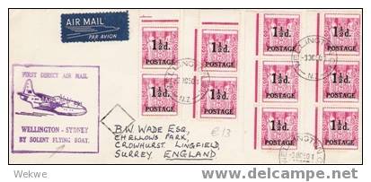 515 / NEUSEELAND – Wellington - Sydney Flugbootbeleg 1950 Attr.  Mef (Flying Boat Service) Brief, Cover, Letter, Lettre) - Storia Postale