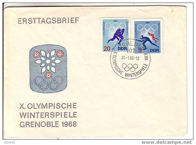 GOOD GERMANY DR FDC 1968 - Winter Olympic Games - GRENOBLE 1968 - Hiver 1968: Grenoble