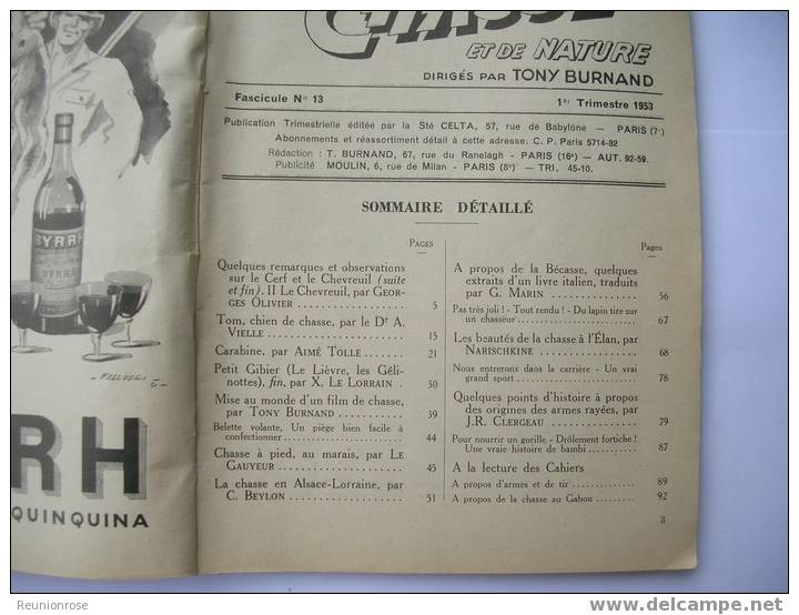 Les Cahiers De CHASSE ET DE NATURE N° 13 Du 1er Tri 1953 Dirigés Par Tony BURNAND.. - Chasse/Pêche