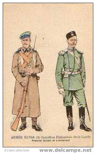 Thème Militaria:  Armée Russe  Bataillon Finlandais De La Garde 1er Soldat Et Lieutenant  (voir Scan) - Uniformes