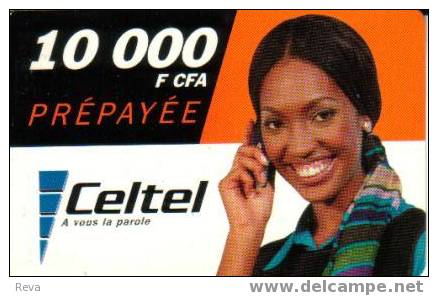 GABON  10.000 FR  HIGH FV  AFRICAN WOMAN   ON THE PHONE  GSM MOBILE SPECIAL PRICE !! - Gabun