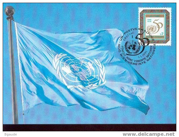 NATIONS UNIES VIENNE CARTE MAXIMUM NUM.YVERT 198 O.N.U. 50 ANS - Altri & Non Classificati