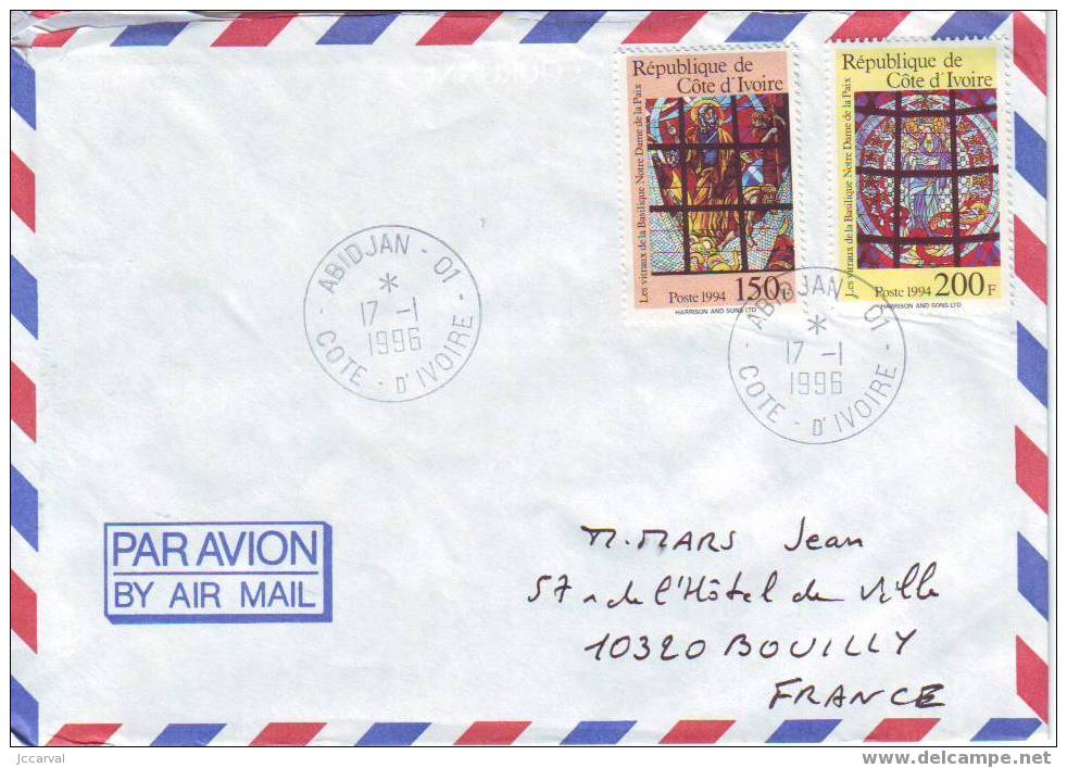 Cote D´Ivoire - Vitraux Sur Lettre - Verres & Vitraux