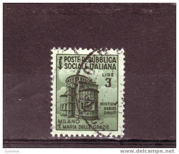 Italia - Repubblica Sociale -  N. 511 Used  (Sassone) 1944-45 Monumenti Distrutti 2^ Emissione - Used