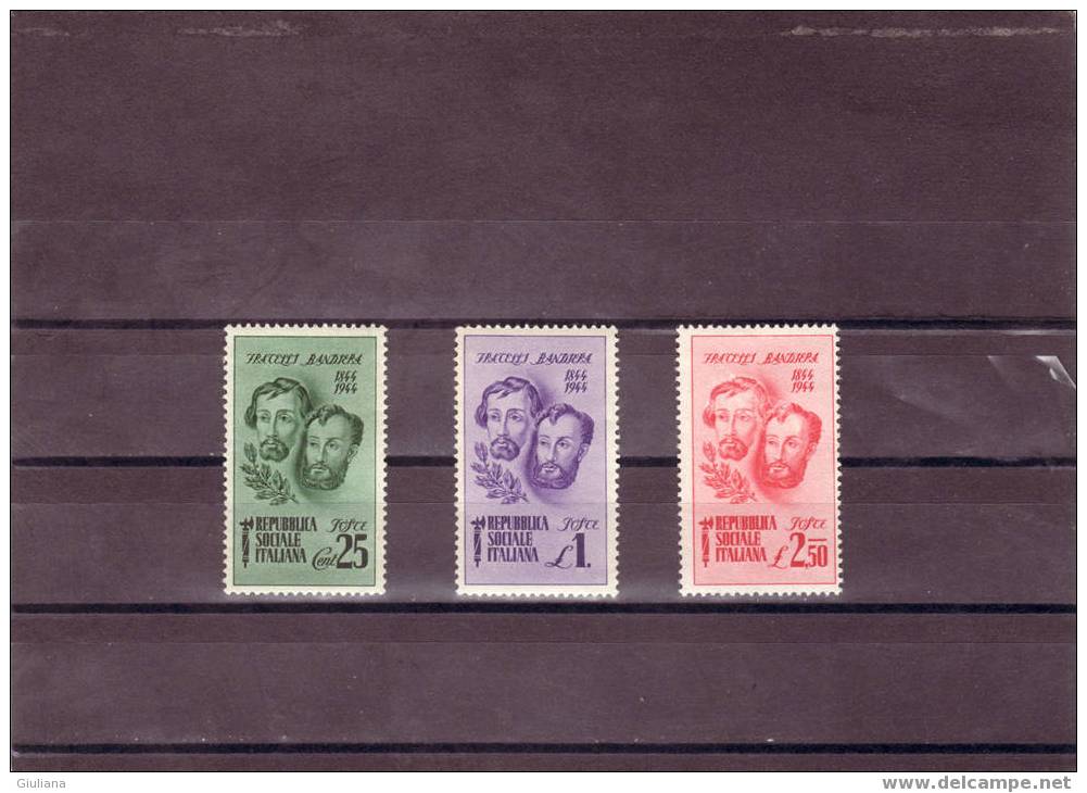 Italia - Repubblica Sociale -Serie  N. 512/14** (Sassone) 1944  Fratelli Bandiera - Nuovi