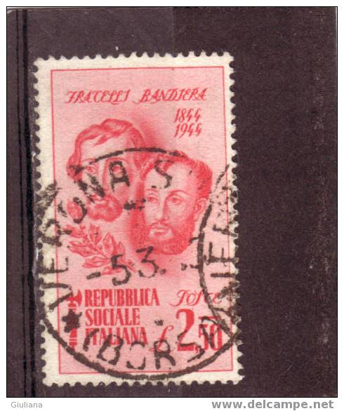 Italia - Repubblica Sociale -   N. 514 Used (Sassone) 1944  Fratelli Bandiera - Gebraucht