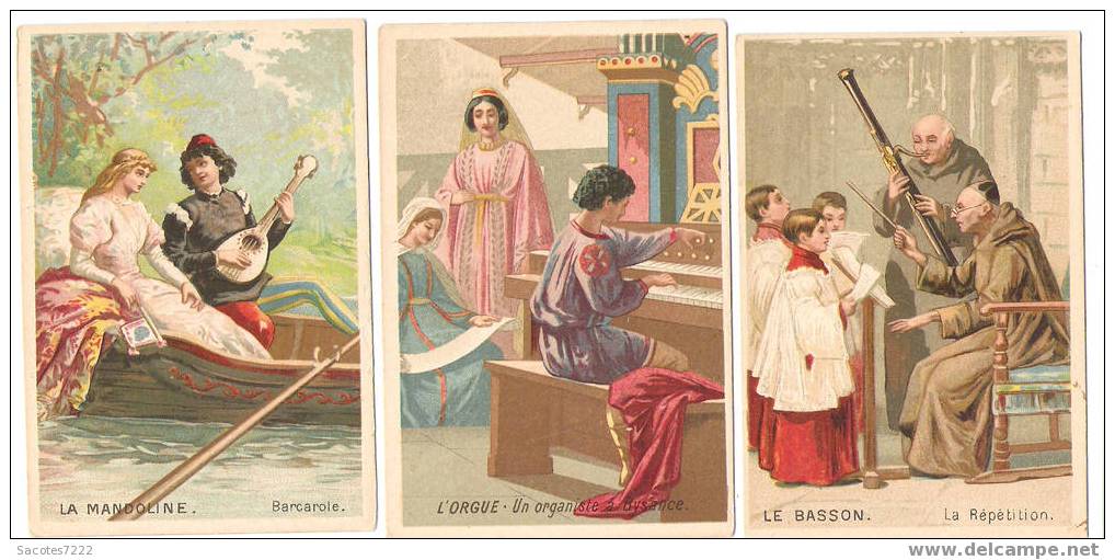 SERIE DE 6 CHROMOS INSTRUMENTS DE MUSIQUE  CHICOREE A LA BERGERE HAUDOURDIN - Albums & Catalogues