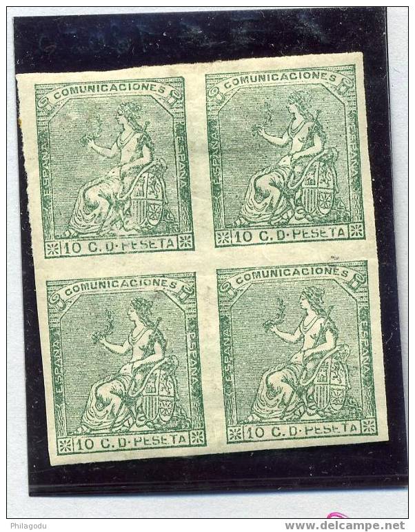 Espagne Edifil 133.S.  FALSO POSTALE    BLOC DE 4  Avec Charnière  Propre  Cote 70 E - Unused Stamps