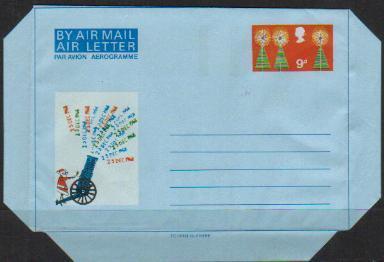 GB AEROGRAMME MINT 1968 9D CHRISTMAS CANNON - Luftpost & Aerogramme