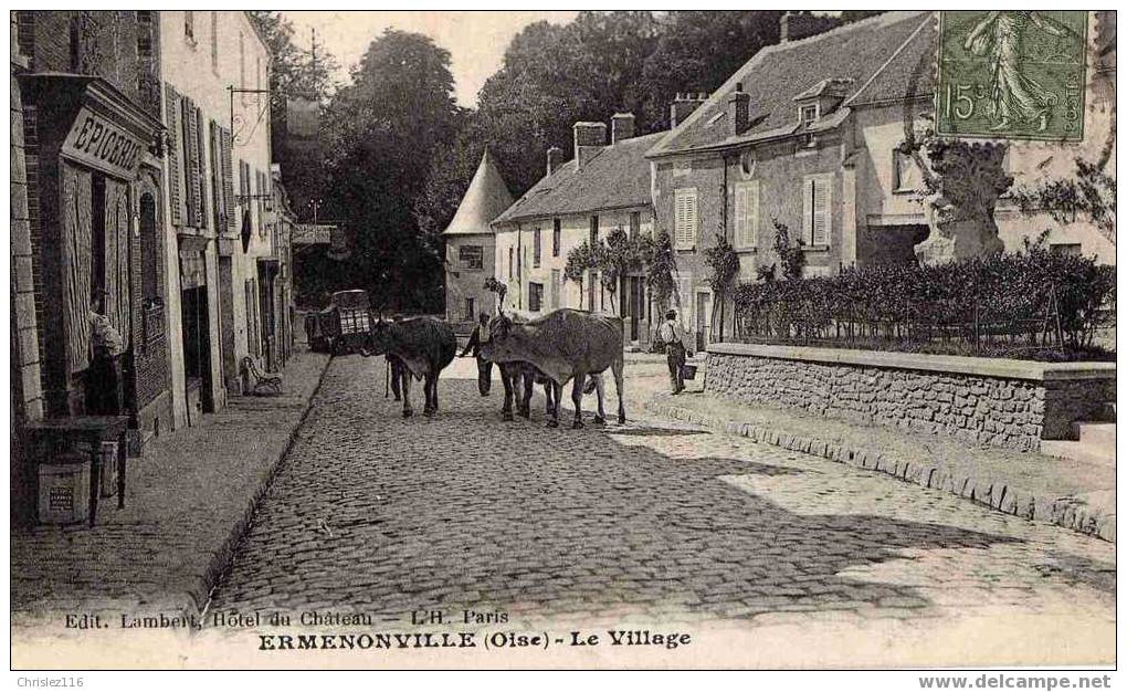 60 ERMENONVILLE Le Village Avec Boeufs  Superbe - Ermenonville