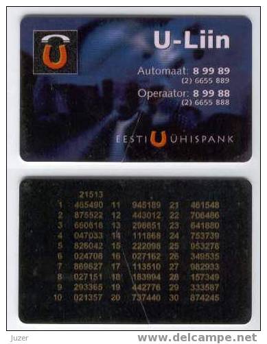 Estonia: Phone Banking Card From Uhisbank (1) - Cartes De Crédit (expiration Min. 10 Ans)