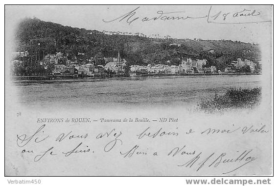 76..ENVIRONS DE ROUEN...PANORAMA DE LA BOUILLE...PRECURSEUR..1900......ND PHOTO. 78. - La Bouille