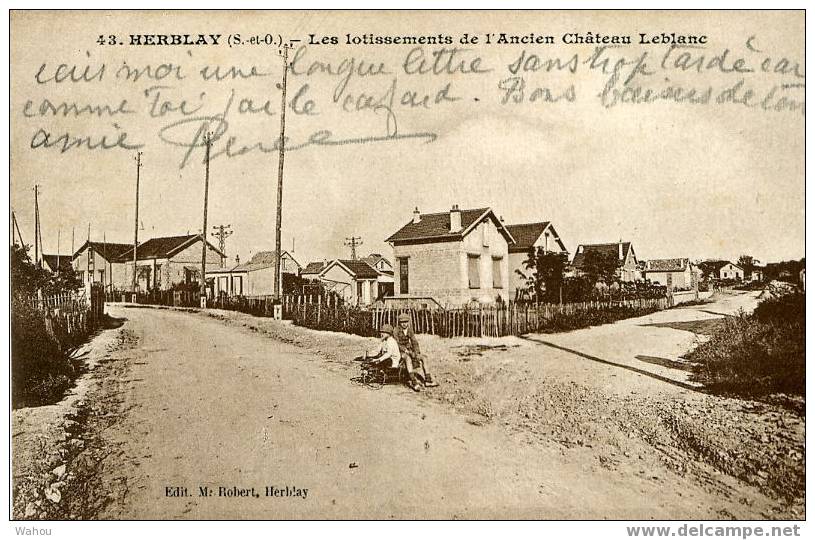 HERBLAY   -   (S.-et-O.)    Les Lotissements De L' Ancien Château Leblanc   (carte écrite En 1941 - Herblay