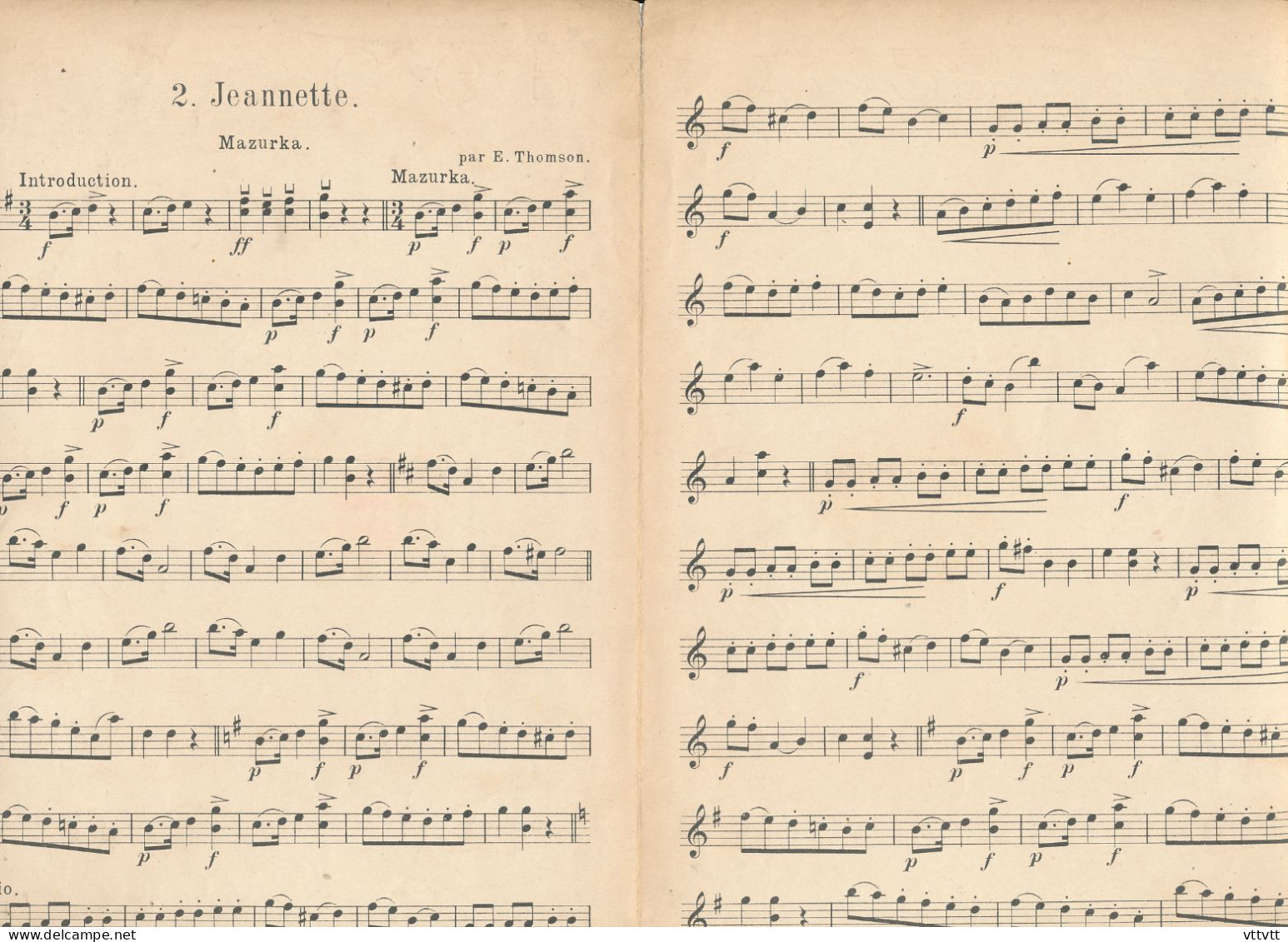 Album Thomson (N° 2) : "Jeannette" (Violon Ou Mandoline, Mazurka), Partition - Partitions Musicales Anciennes