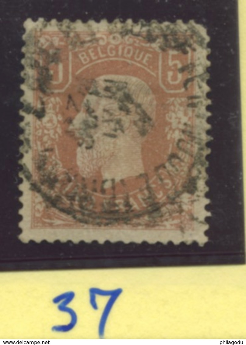 Leopold II   5F  N°37 Authentique  Oblit  ST JOSSE TEN NOODE  Cote 1650 Euros - 1869-1883 Leopold II