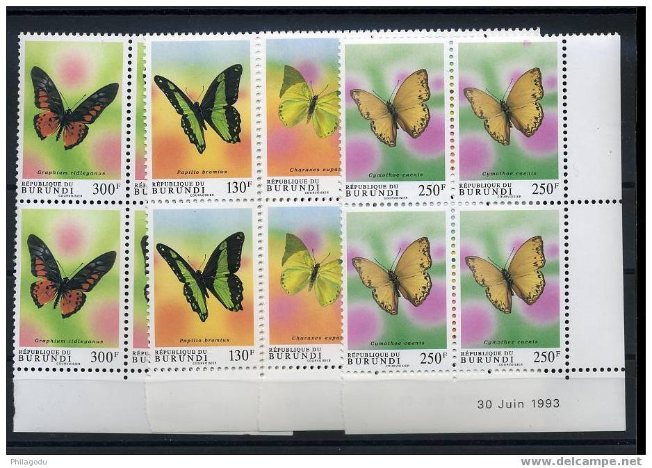 BURUNDI 1993  Papillons Vlinders  Bloc De 4  Postfris  Cote 23x4 = 92 E - Neufs