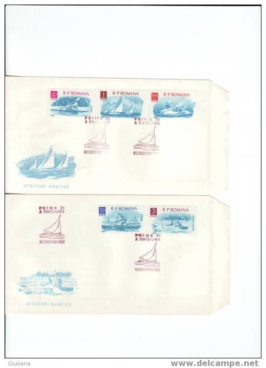 Romania  -  2  FDC  Sport Nautici 1962 - Canoa