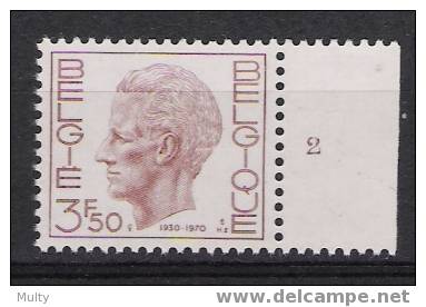 Belgie OCB 1543 (**) Met Plaatnummer 2. - 1961-1970