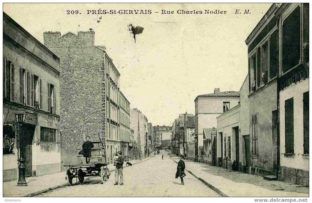 CPA 93: PRES SAINT GERVAIS  Rue  Nodier Animée Avec Charrette   A VOIR !!!!!! - Le Pre Saint Gervais