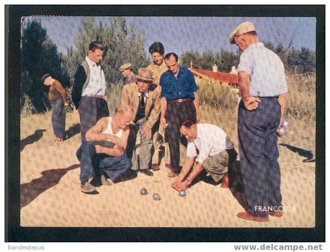 CPSM - Côte D' Azur - La Partie De Pétanque (beau Plan Animé Jeu De Boules  Francecolor - Juan Les Pins) - Sonstige & Ohne Zuordnung