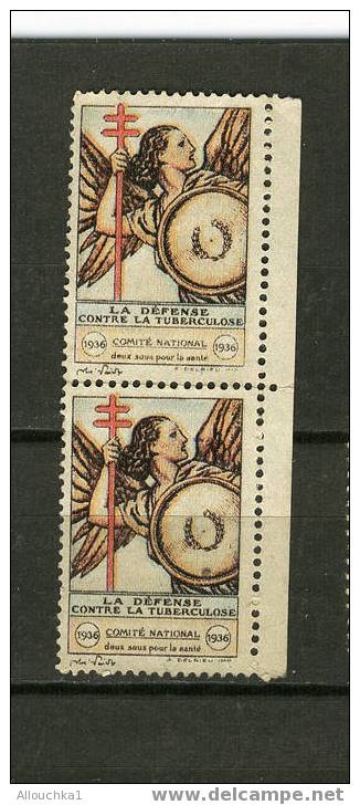 ERINOPHILIE/VIGNETTES/LABELS/AUFKLEBER/ETICHETTE/ETIQUETAS/PAIRE ANTI TUBERCULEUX 1936 COMITE NATIONAL - Antitubercolosi