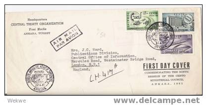 589 / TÜRKEI – FDC Zum CENTO   Jubiläum 1961, Mit Inhalt Ex Ankara - Lettres & Documents