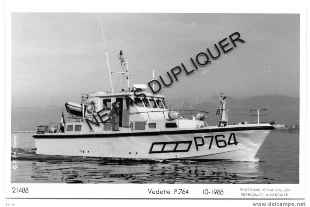 3392 Vedette "P764"  (10-1988) - Marine Nationale - Photo Marius Bar - Guerre