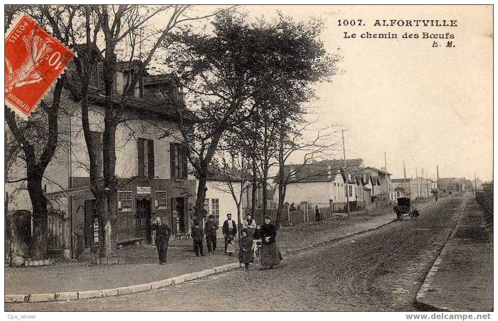94 ALFORTVILLE Chemin Des Boeufs, Animée, Café Aux Trois Tonneaux, Suze, Ed EM 1007, 191? - Alfortville