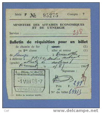 Stempel LEUZE Op "Vordering Voor Een Spoorkaartje / Bulletin De Réquisition Pour Un Billet De Chemin De Fer" - Autres & Non Classés