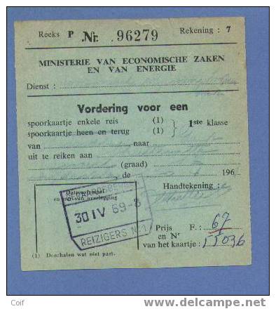 Stempel GERAARDSBERGEN Op "Vordering Voor Een Spoorkaartje / Bulletin De Réquisition Pour Un Billet De Chemin De Fer" - Autres & Non Classés