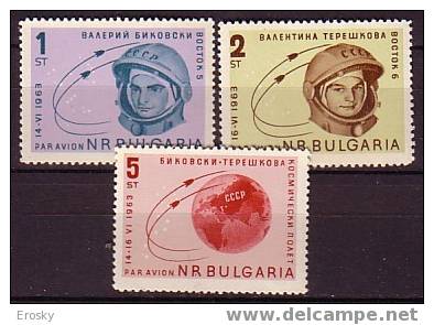 L1635 - BULGARIE BULGARIA AERIENNE Yv N°98/100 ** ESPACE SPACE (-101 - Corréo Aéreo