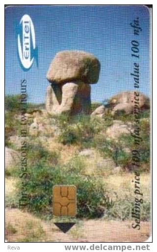 ERITREA 100 N  STRANGE ROCK FORMATION CHIP  SURCHARGED CARD   ERI-10 - Eritrea