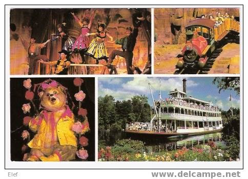 Walt Disney World , "Frontierland" : Ours En Peluche, Petit Train , Bateau à Vapeur  ;TB - Disneyworld