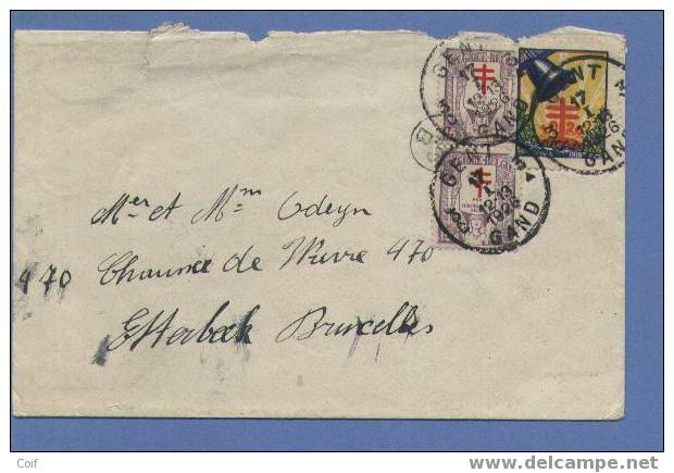 234(2) Op Brief Met Etiket (vignette)  "TUBERCULOSE 1926 " Met Cirkelstempel GENT - Storia Postale