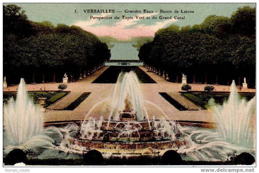 FRANCE USED POST CARD 1924 VERSAILLES GRANDES EAUX - Versailles (Château)