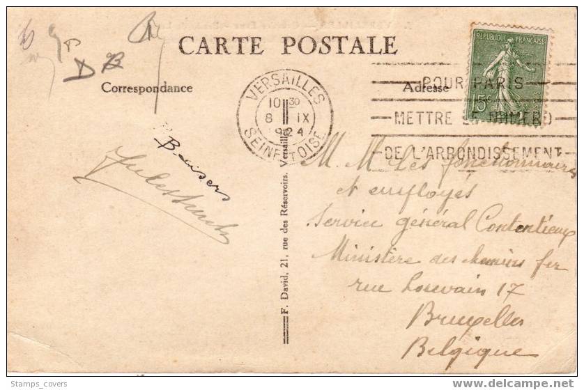 FRANCE USED POST CARD 1924 VERSAILLES GRANDES EAUX - Versailles (Château)