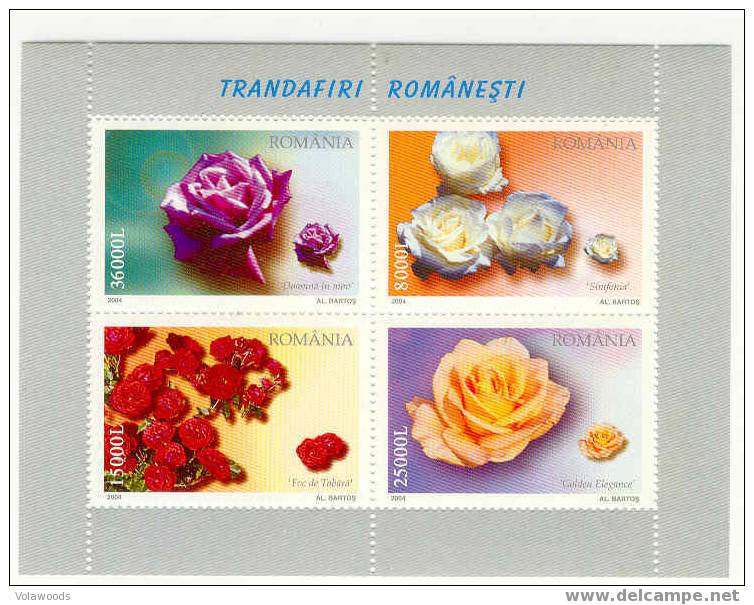 Romania: Foglietto (BF) Nuovo 2004: Rose - Rosen